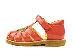 Angulus coral sandal with heart, glitter patent (narrow)